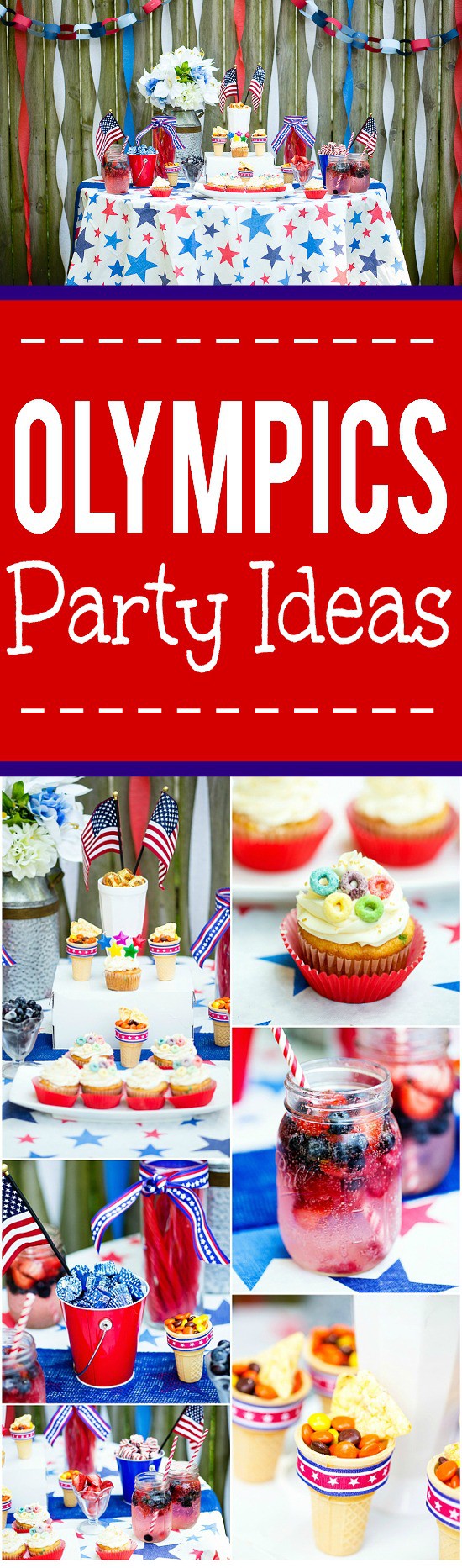 Olympics Party Ideas - Get ready to cheer Team USA on to go for the gold with these fabulous and fun Olympics party ideas to host an amazing Olympics party celebration, including cute Olympics party food and patriotic Team USA party decorations.