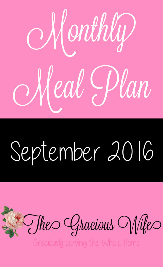 September 2016 Monthly Meal Plan - Easy September 2016 Monthly Meal Plan for weekly and daily breakfast, snack, and dinner. All you need to do is print, add your sides and shop!