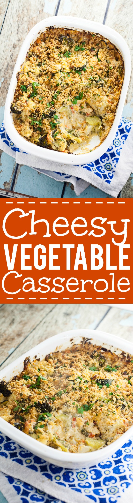 Cheesy Vegetable Casserole Recipe - Whether you use fresh or frozen vegetables, this Cheesy Vegetable Casserole recipe is perfect for potlucks and using up your favorite vegetables. I know what I'm bringing to our next potluck!