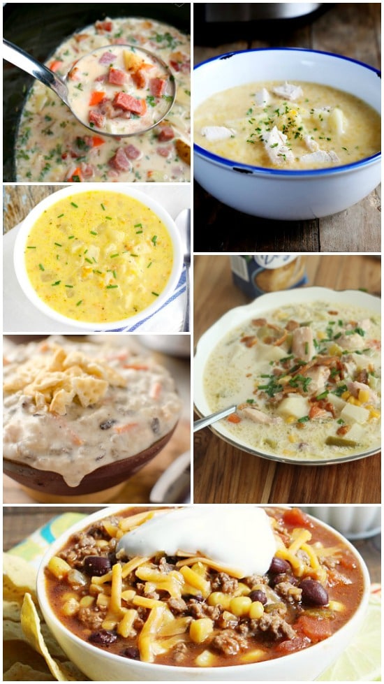 44 Crock Pot Soup Recipes - Find 44 of the BEST Crock Pot Soup recipes to cook and snuggle up with this cold season.  From creamy, cheesy chowders to chunky, hearty stews, there's something for everyone!