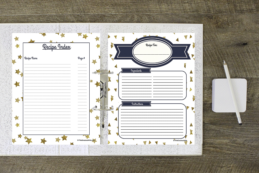 DIY Recipe Book Printable Binder Pages