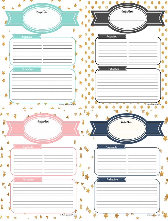 How to Make a Recipe Binder with Free DIY Recipe Binder Printables - Organize all of your favorite recipes and recipes you want to try in one cute place with these cute, pretty, and practical DIY Recipe Binder Printables in 4 different colors.