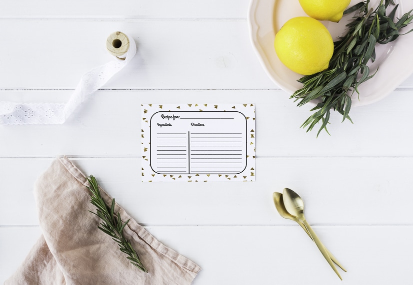 Free Printable Recipe Cards - Keep all of your favorite recipes safe and organized with these Free Printable Recipe Cards, in 5 different colors and designs.
