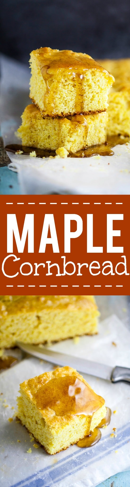 Maple Cornbread Recipe - A sweet, maple twist on a classic favorite, this homemade Maple Cornbread recipe is made from scratch and takes traditional cornbread to a whole new delicious level. A delicious Fall twist on a traditional favorite.  Yummmm!