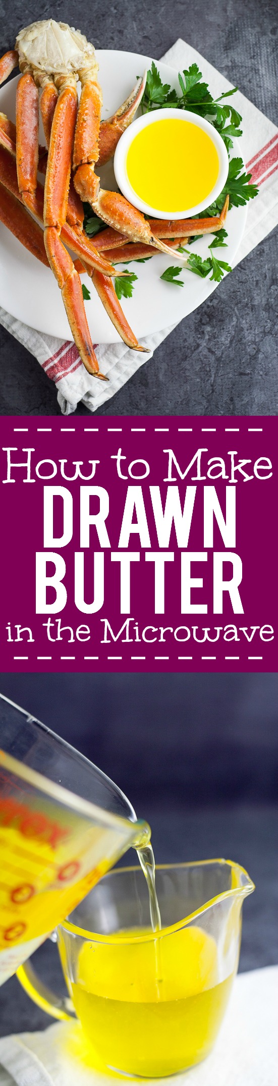 How to Make Clarified Butter in the Microwave Tutorial - Learn how to make clarified butter in the microwave in just 5 simple steps. Drawn butter is perfect for your favorite seafood and so easy to make! Wow! This will be perfect the next time we have surf and turf at home!