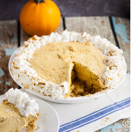 Pumpkin Silk Pie Recipe - Easy, no bake Pumpkin Silk Pie recipe has the silken creaminess of French silk pie, the tang of cheesecake, and the rich deliciousness of pumpkin. Make it in just 25 minutes!