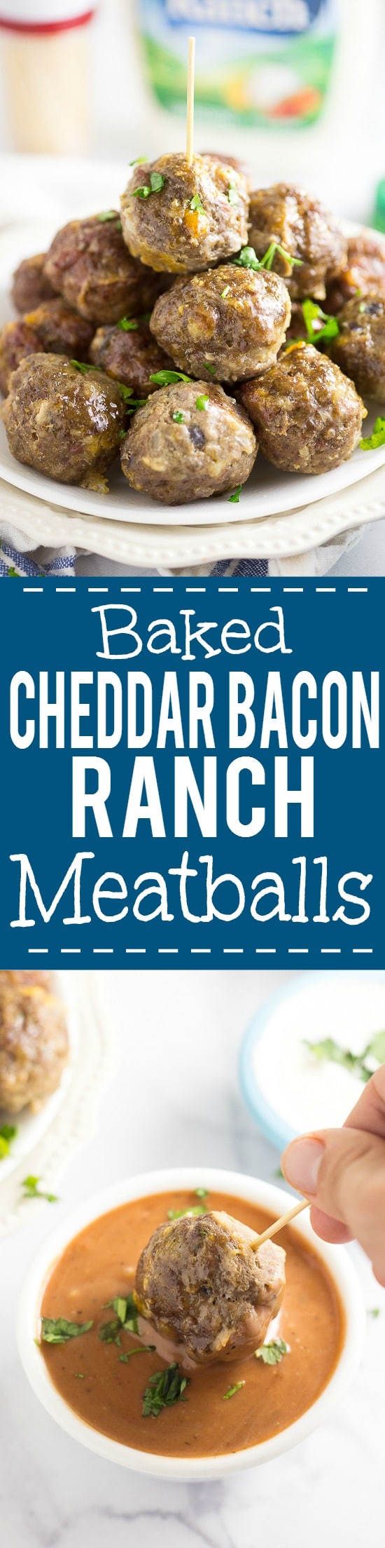 Baked Cheddar Bacon Ranch Meatballs Recipe - These tangy, zesty Baked Cheddar Bacon Ranch Meatballs have a to-die-for flavor combo and are baked in the oven for a delicious, quick and easy appetizer recipe. 