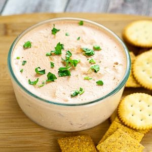 Shrimp Mold Dip Recipe - A vintage but tasty recipe, this Shrimp Mold Dip recipe will be the highlight of the party with a creamy tomato base, salad shrimp, and onion and celery. Classic, simple, and delicious appetizer recipe and easy dip!