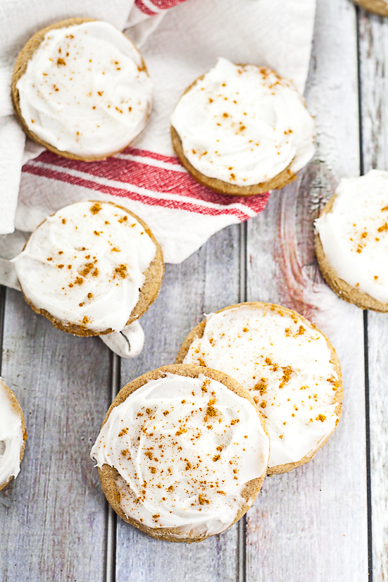 Spiced Sugar Cookies Recipe - Spiced Sugar Cookies recipe take your traditional sugar cookies and make them amazing with spicy cinnamon and nutmeg, topped with a creamy frosting and a sprinkle of cinnamon! These make such easy and yummy Christmas cookies! Perfect for a Christmas cookie exchange!