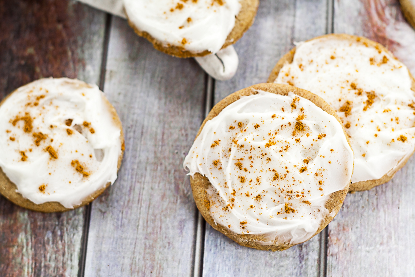 Spiced Sugar Cookies Recipe - Spiced Sugar Cookies recipe take your traditional sugar cookies and make them amazing with spicy cinnamon and nutmeg, topped with a creamy frosting and a sprinkle of cinnamon! These make such easy and yummy Christmas cookies! Perfect for a Christmas cookie exchange!