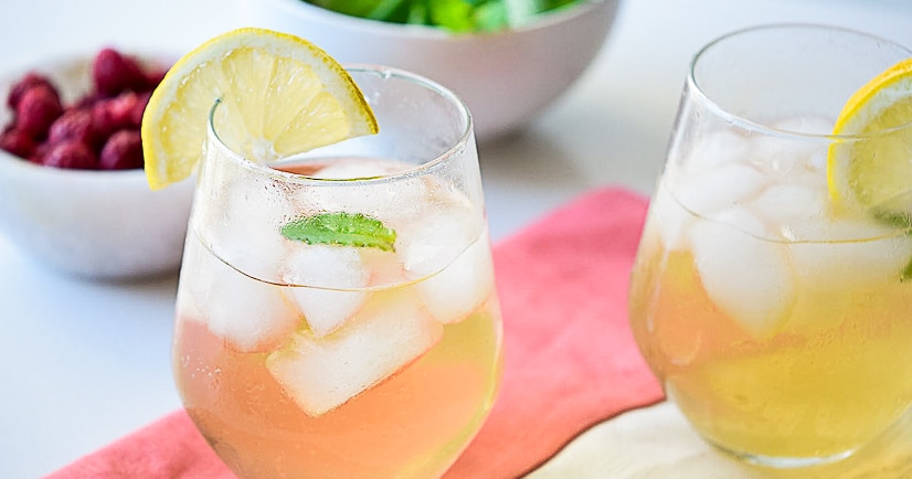 Earl Grey Spritzer Recipe - This pretty, festive, and fun sparkling Earl Grey Spritzer is the perfect drink for a party or bridal shower, or even a delightful just-because pick-me-up. This easy drink recipe is perfect for our tea party bridal shower!