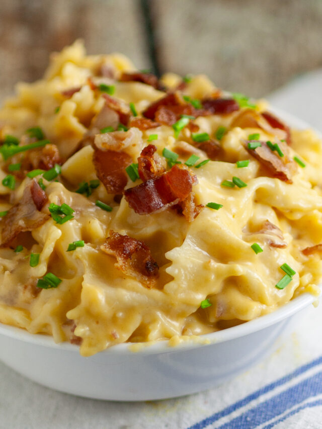 Comforting Bacon Cheddar Bow Ties Pasta Recipe The Gracious Wife