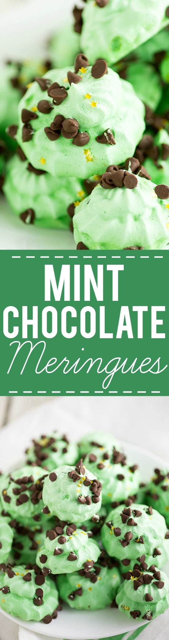 Mint Chocolate Meringues Recipe - Light and fluffy with the perfect amount of crispy, these cool and minty Mint Chocolate Meringues are perfect for mint chocolate lovers. Festive for Christmas or St Patrick's Day too!