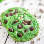 Mint Chocolate Chip Cookies Recipe - Cool, refreshing cookies with decadent chocolate chips all in this chewy Mint Chocolate Chip Cookies recipe. Perfect for Mint Chocolate lovers! SO good! I love mint chocolate. Super festive for St Patrick's Day or Christmas too!