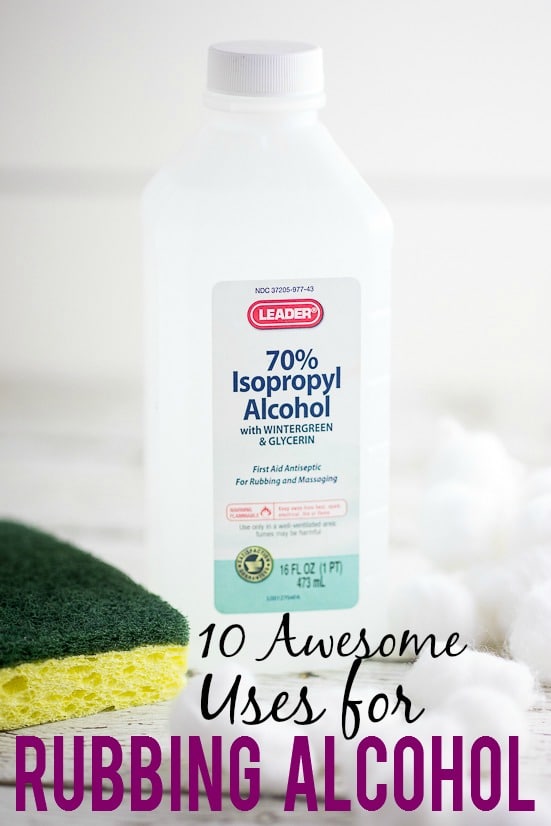 10 Awesome Uses for Rubbing Alcohol - Rubbing alcohol is a necessity to have around the house, and not just for first aid! Check out these 10 Great Uses for Rubbing Alcohol to get the most out of your bottle!