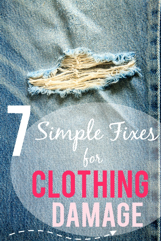 Don't Toss it! Fix it! 7 Simple Fixes for Clothing Damage - Instead of tossing damaged clothes, save money and resources by fixing them! Use these 7 simple fixes for clothing damage to get the most out of all of your clothes!