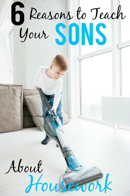 6 Reasons to Teach Your Sons about Housework - Housework is an important skill for everyone to learn, including boys.  Put your boys to work and check out these 6 reasons to teach your sons about housework. Parenting Tips