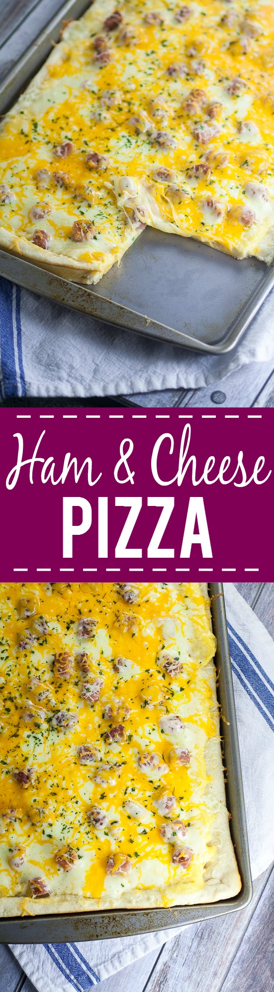 Ham and Cheese Pizza Recipe - Ham and cheese is a classic combination that everyone loves, especially in this creamy, cheesy Ham and Cheese Pizza recipe that makes a yummy and easy family dinner! Make this quick and easy dinner recipe in less than 30 minutes!