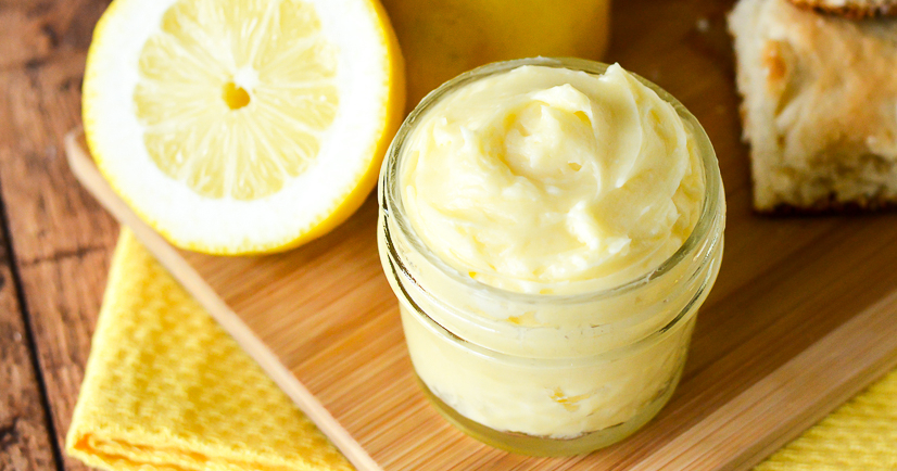 Lemon Butter Recipe - Sweet and tangy Lemon Butter goes perfectly on your favorite roll, biscuit, or scone for a refreshing and yummy treat. Make it in just 10 minutes with 5 ingredients! Easy compound butter recipe makes a great DIY gift idea too!!