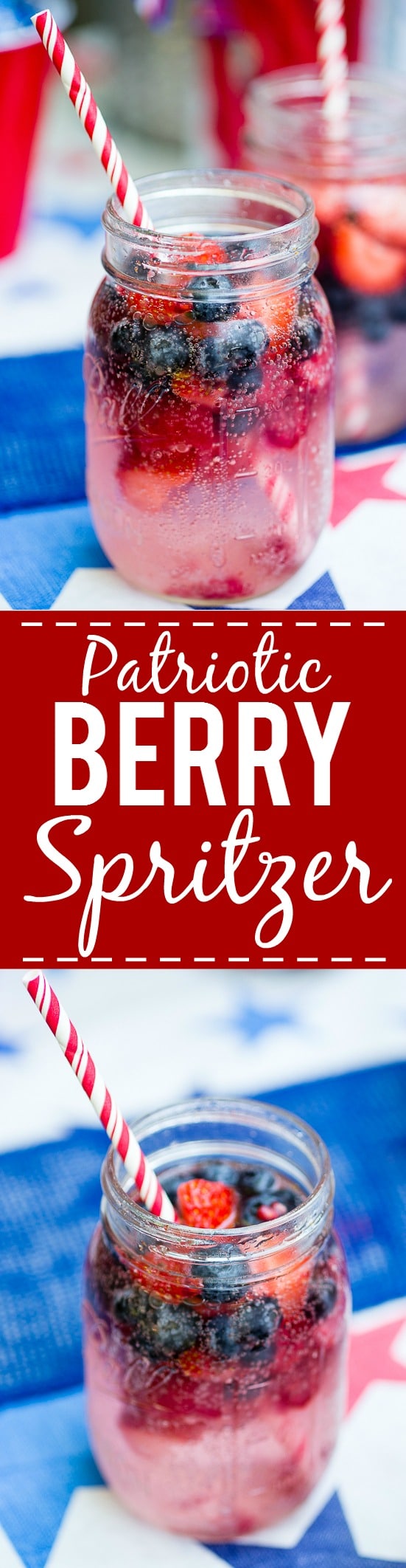 Patriotic Berry Spritzer - Fresh and full of sweet berries, this Berry Spritzer is a pretty and refreshing beverage that's patriotic too! Perfect for any occasion and using up ripe Summer berries! Yum! Omg. So good for fresh sweet summer berries. Blueberries, strawberries, raspberries....