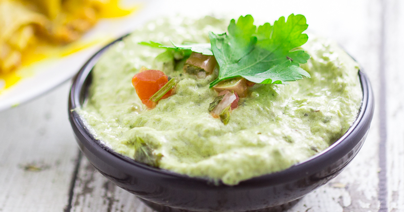 Creamy Roasted Poblano Dip Recipe - Earthy roasted poblano pepper mixed with zesty garlic and onion combined together in this smooth Creamy Roasted Poblano Dip will be your new favorite go-to dip! So easy with just 5 ingredients and you can just throw all of the ingredients in the food processor!