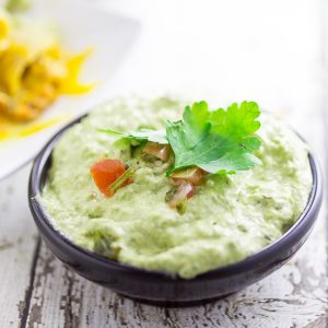 Creamy Roasted Poblano Dip Recipe - Earthy roasted poblano pepper mixed with zesty garlic and onion combined together in this smooth Creamy Roasted Poblano Dip will be your new favorite go-to dip! So easy with just 5 ingredients and you can just throw all of the ingredients in the food processor!