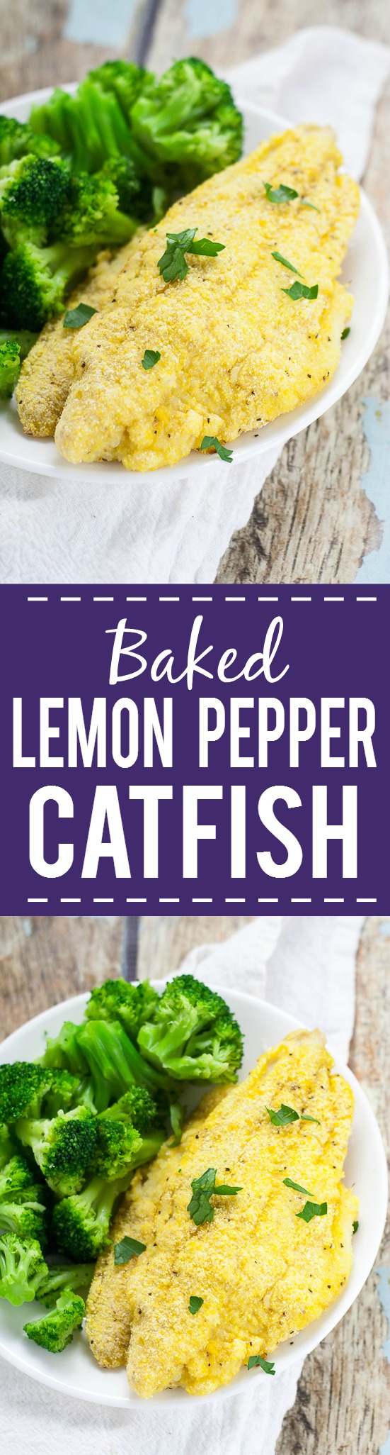 Lemon Pepper Baked Catfish Recipe - Crisp, zesty and baked right in the oven, this Lemon Pepper Baked Catfish recipe can be made in just 30 minutes with 5 ingredients! Quick and easy dinner recipe. Healthy too!