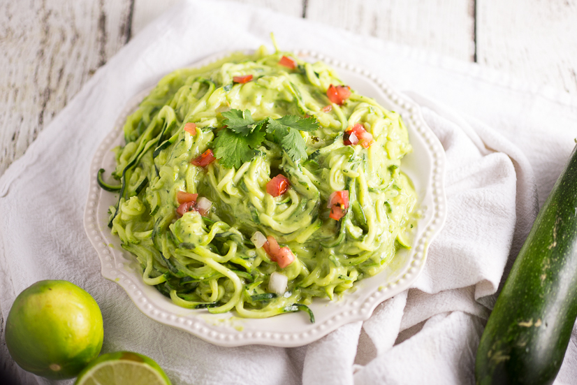 Creamy Avocado Zoodles Recipe - A fresh zucchini noodles recipe that takes less than 20 minutes to make, these Creamy Avocado Zoodles with creamy, fresh and a little zesty sauce are perfect for a simple Summer meal!