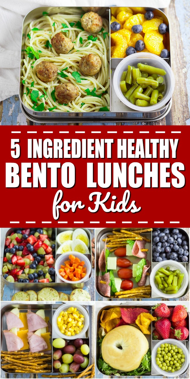 5 Ingredient Bento Box Lunches for Kids for a Week - If you're looking for some easy, creative, and healthy school lunch ideas for kids, check out these super simple 5 ingredient bento box lunches for kids for a WHOLE WEEK!