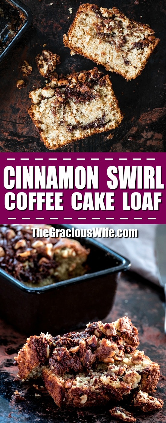 Cinnamon Swirl Coffee Cake Loaf Recipe - Cinnamon Swirl Coffee Cake Loaf uses an old-fashioned buttermilk coffee cake recipe that's made even more amazing with a sweet cinnamon swirl! This is so good. Like cinnamon swirl bread but BETTER!