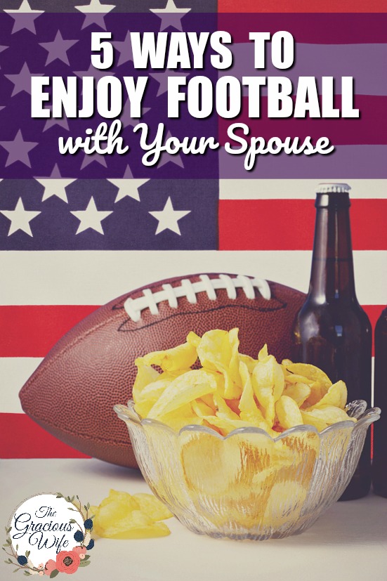 5 Ways to Enjoy Football with Your Spouse - Even if you're not a football fan, you can get in on fun this Fall, too with these 5 Ways to Enjoy Football with Your Spouse! Great marriage advice for football season.  Love this.  Such an awesome way to show your spouse that you're willing to learn about things he's interested in!