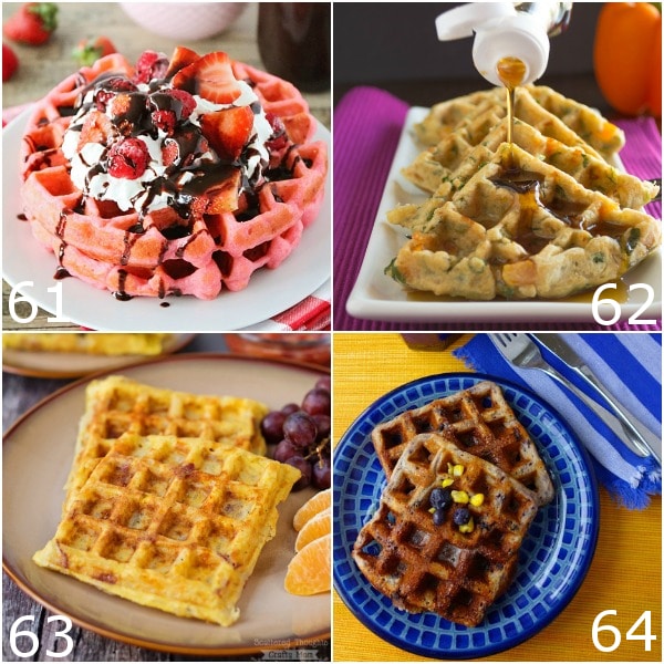 64 Waffle Recipes - Learn how to make your favorite breakfast 64 different ways from scratch with these 64 Waffle Recipes, including easy recipes for everything from healthy or gluten free to buttermilk, cinnamon roll, and more! A waffles recipe for everyone to love!