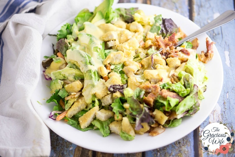 Honey Mustard Chicken Chopped Salad - 8 Ways to Transform Chicken Nuggets into Dinner in 5 Ingredients or Less - Use these 8 Ways to Transform Chicken Nuggets into Dinner in 5 Ingredients or Less with 8 different easy recipes to change up a favorite into a quick and easy family dinner. 