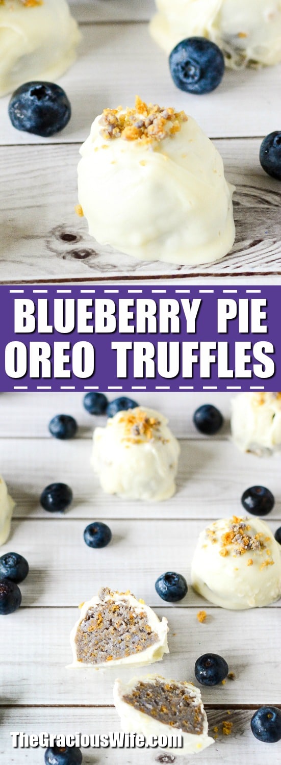 Blueberry Pie Truffles Recipe - No bake Blueberry Pie Truffles recipe with cinnamon and white chocolate are easy to make but hard to stop eating! Truffles are the best. Plus with just 4 ingredients these really are a quick and easy no bake dessert recipe!