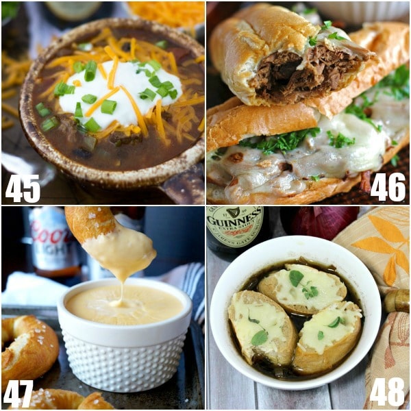 72 Recipes made with Beer - Beer turns an average recipe into cozy comfort food and can turn any food into game day food.  Check out these 72 recipes made with beer for a comfy mouthwatering treat. Omg.  These look amazing.  I love beer batter. 