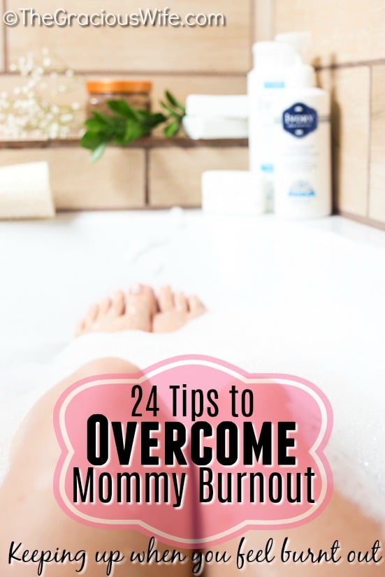 24 Ways to Overcome Mommy Burnout - How to avoid mommy burnout when you're at home with the kids all day.  Keep up when you feel burnt out! Avoid stress, make life easier, and actually enjoy time with family with these tips to overcome mommy burnout.