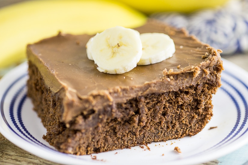 Moist and rich Chocolate Banana Cake topped with the most heavenly, to-die-for chocolate frosting makes a decadent but easy dessert that everyone will love! You'll be licking the frosting out of the pan! It's so good!