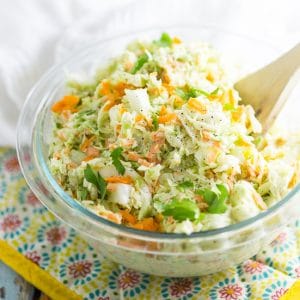 This quick and easy homemade Creamy Southern Coleslaw is the perfect combination of creamy, sweet, fresh, and tangy. It makes a delicious side and it's my favorite for pulled pork, too! It is just indescribably good. You have to try it for yourself!