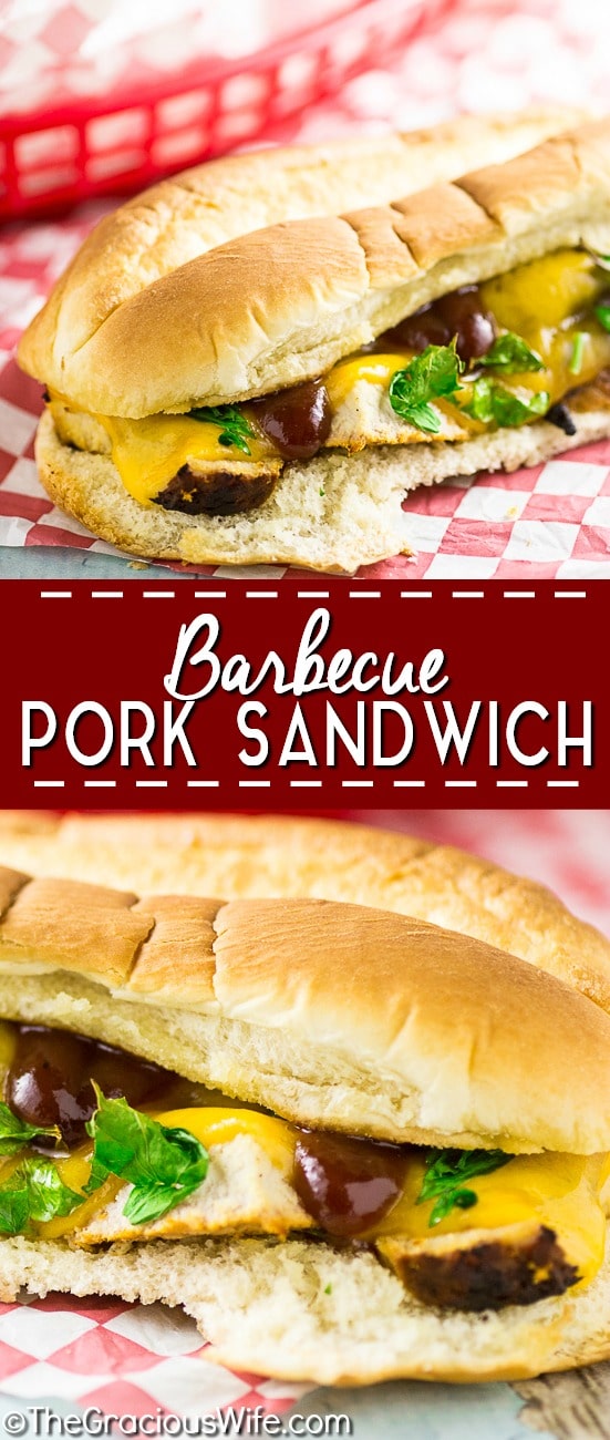Tender, juicy, and zesty Grilled Barbecue Pork Tenderloin Sandwich features juicy grilled pork tenderloins smothered in barbecue sauce, topped with cheese and sauteed onions, all on a roll. 