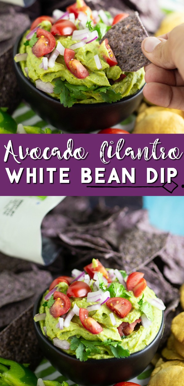 Healthy Avocado Cilantro White Bean Dip is a speedy snack that's full of flavor. This quick, easy, and healthy bean dip recipe is made with white beans, avocado, and cilantro and is so creamy! Quick and easy, and even perfect for last-minute party apps.