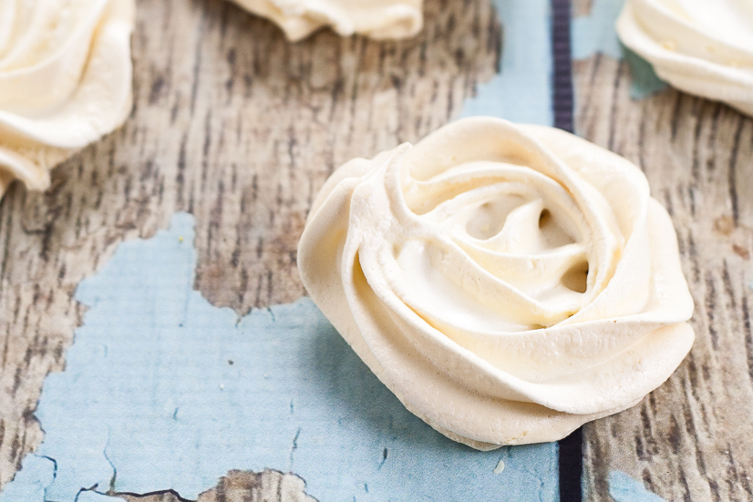 Classic Vanilla Meringue Cookies - Light and delicately sweet classic Vanilla Meringue cookies are easy to make and melt-in-your-mouth delicious! A no fail recipe for making beautiful, delicious meringue cookies! Plus just 4 ingredients and 11 calories per cookie!