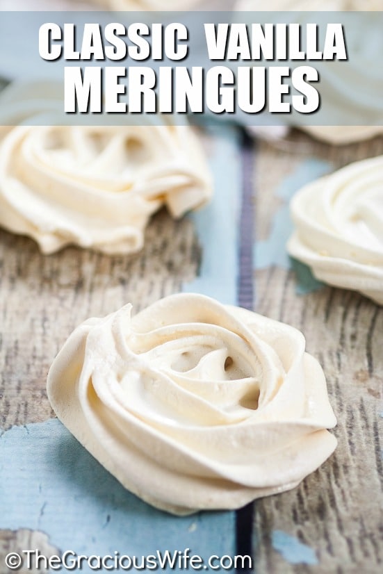 Classic Vanilla Meringue Cookies - Light and delicately sweet classic Vanilla Meringue cookies are easy to make and melt-in-your-mouth delicious! A no fail recipe for making beautiful, delicious meringue cookies! Plus just 4 ingredients and 11 calories per cookie!