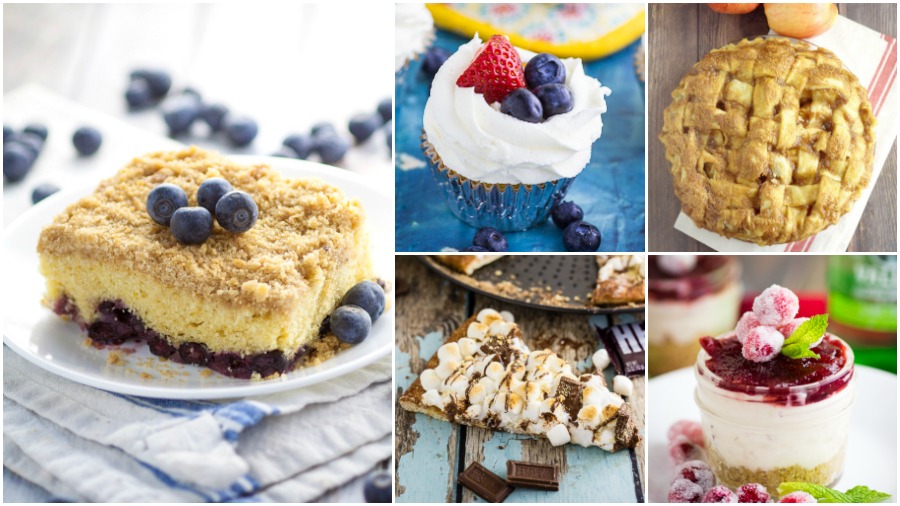 Dessert recipes on The Gracious Wife including classic blueberry buckle, berries and cream cupcakes, traditional apple pie, s'mores pizza, and cranberry white chocolate cheesecake.