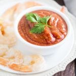 Homemade Shrimp Cocktail Sauce Recipe - Fresh and zesty Homemade Shrimp Cocktail Sauce recipe with just 5 simple ingredients. Serve with your next shrimp cocktail! This shrimp cocktail recipe is SO easy and well worth the effort! Perfect, classic appetizer!