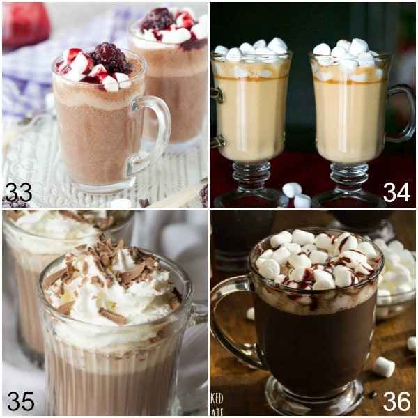 Make these 36 homemade Hot Chocolate Recipes in the crock pot or the stove top, for one or for a crowd! Is there much better than a cup of hot cocoa on a cold, windy day? There is just something so soothing about that. Here are 36 warm, delicious homemade Hot Chocolate Recipes to inspire you and warm you up!