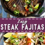 Juicy and delicious skirt steak fajitas, made totally from scratch with homemade seasoning to make a homemade marinade for tender skirt steak make a simple, quick and easy dinner for the whole family. Make it in a cast iron skillet or on the grill!