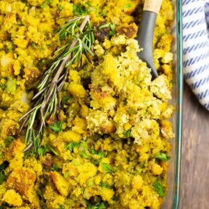 A traditional Southern Cornbread Dressing recipe perfectly seasoned with onions, celery, and sage. Makes a delicious addition to every holiday table.